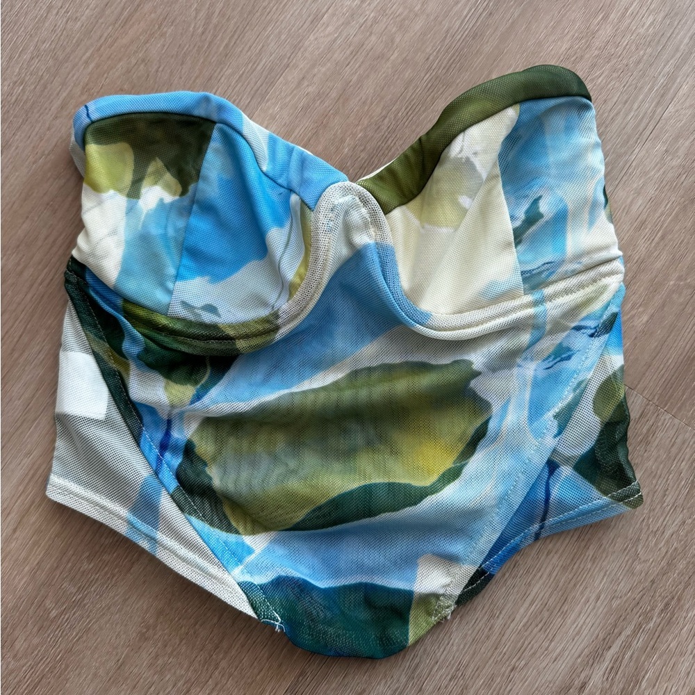 Tiger Mist Blue and Green Floral Bustier